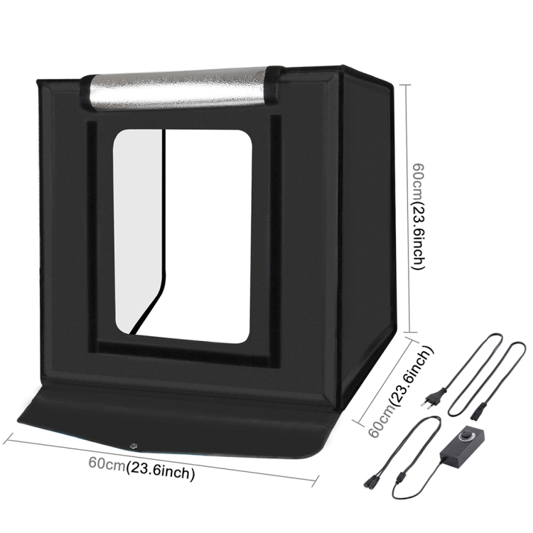 Mini studio portabil PU5060EU PULUZ, LED-uri incorporate, fundaluri multiple, fotografie/mini-filmulete de produs, 60x60cm, Negru 1 Lerato.ro