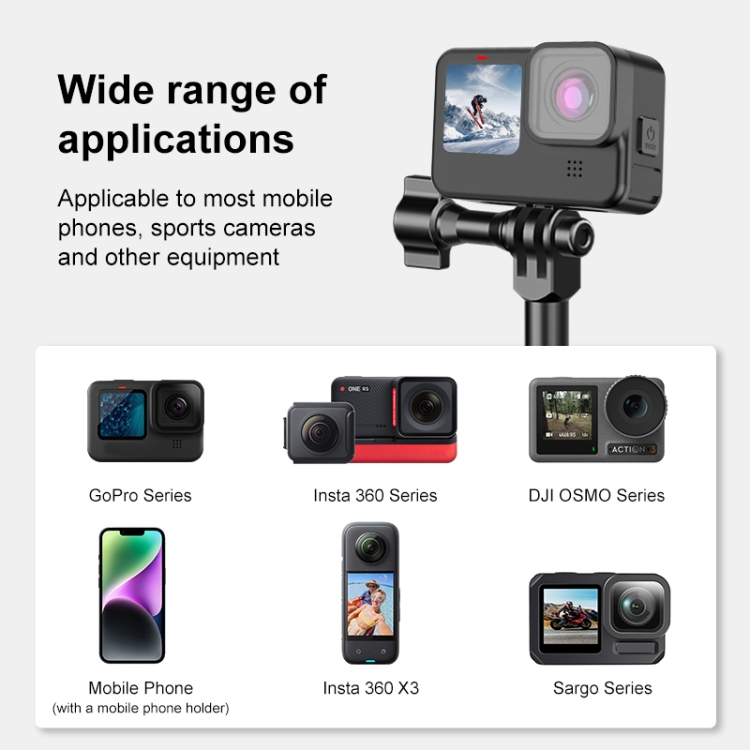 Sistem de prindere motocicleta PULUZ PU3210 pentru camere video sport, Vedere din spate, Rotire 360 grade, Negru 1 Lerato.ro