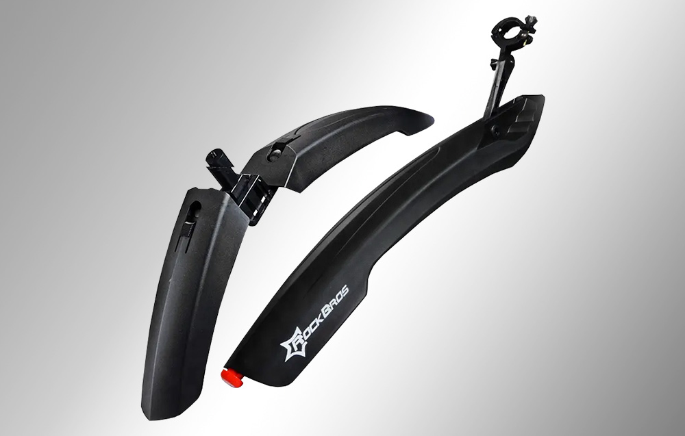 Aparatoare bicicleta fata si spate Rockbros DNB8001BK, Lumina LED, Compatibilitate cu roti 26 inch, Negru 1 Lerato.ro