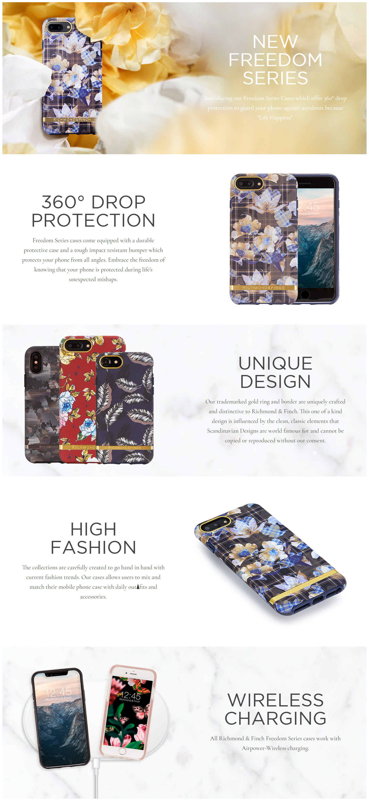 Husa fashion Richmond and Finch Freedom 360 compatibila cu iPhone 6/7/8 Plus Floral Checked 1 Lerato.ro
