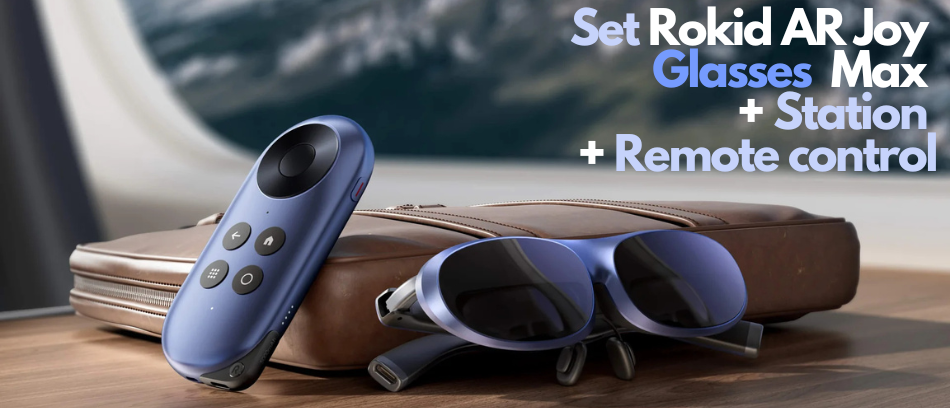 Set Rokid AR Joy Glasses Max, cu Statie si Telecomanda, Full HD, 120Hz, Display Virtual 215 inch, USB-C, Albastru 1 Lerato.ro