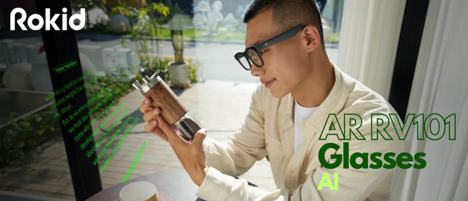 Ochelari AR Rokid RV101, 480 × 640 px, Camera 12MP, Asistenta AI, 210mAh, Bluetooh 5.3, WiFi, Negru 1 Lerato.ro