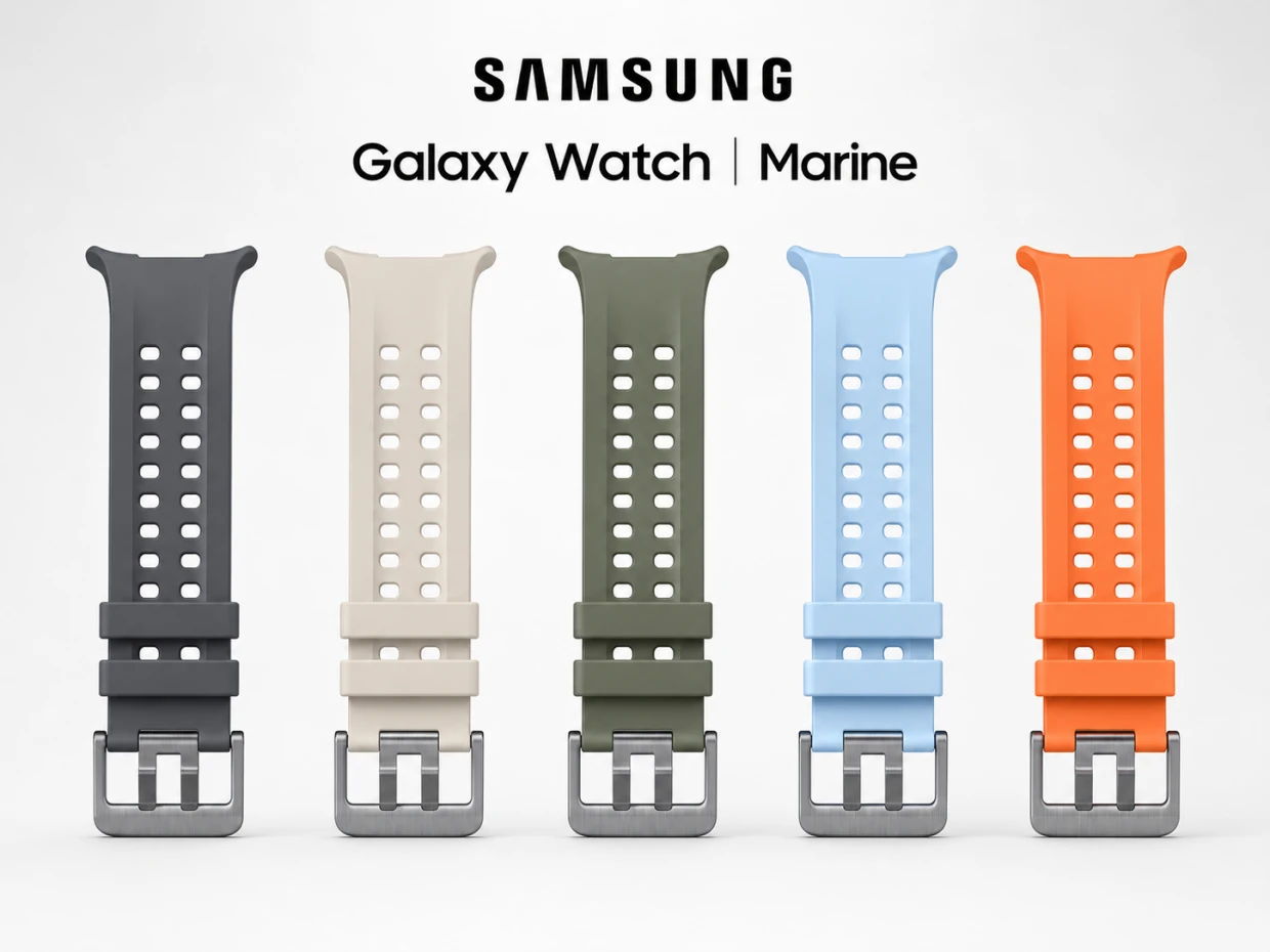 Curea din cauciuc Samsung Marine compatibila cu Samsung Galaxy Watch Ultra 2, Maro 1 Lerato.ro