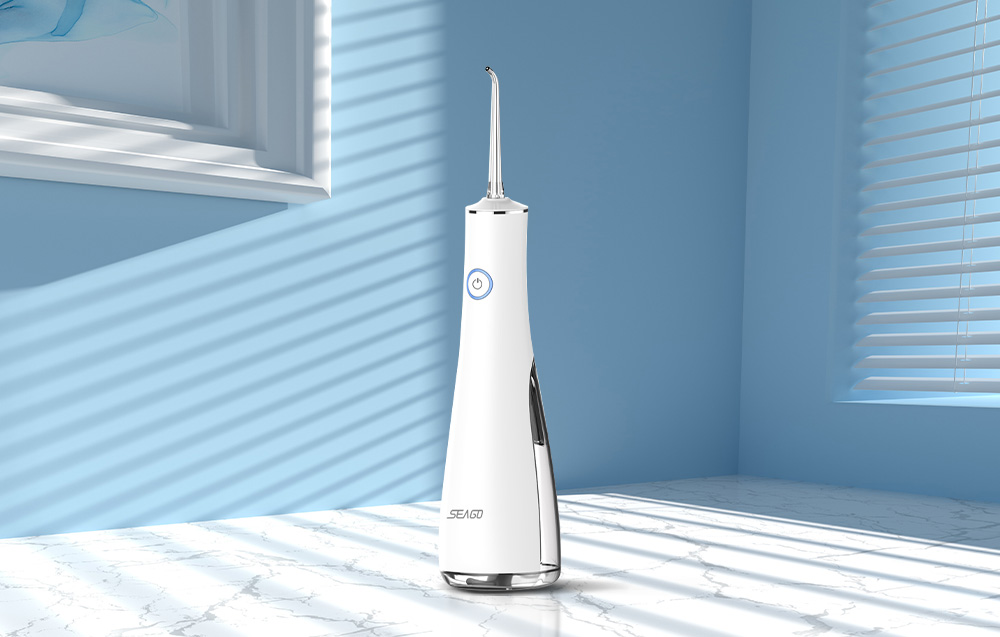 Irigator bucal electric Seago SG-8001, IPX7, 3 moduri de functionare, 5 duze incluse, Alb 1 Lerato.ro