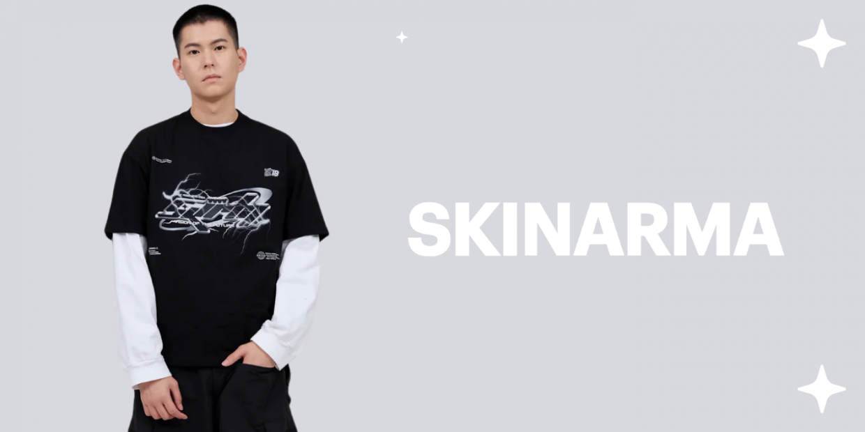 Tricou unisex Skinarma Bolt, Marime L, Bumbac, Printed pattern, Negru 1 Lerato.ro