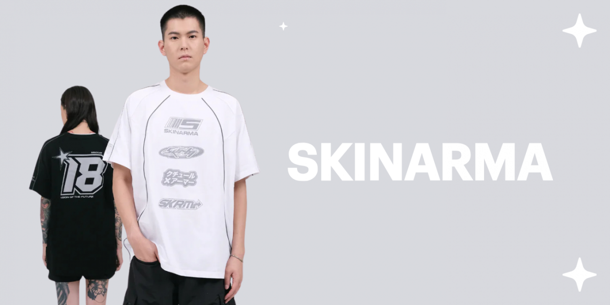 Tricou unisex Skinarma Delta, Marime L, Bumbac, Printed pattern, Alb 1 Lerato.ro