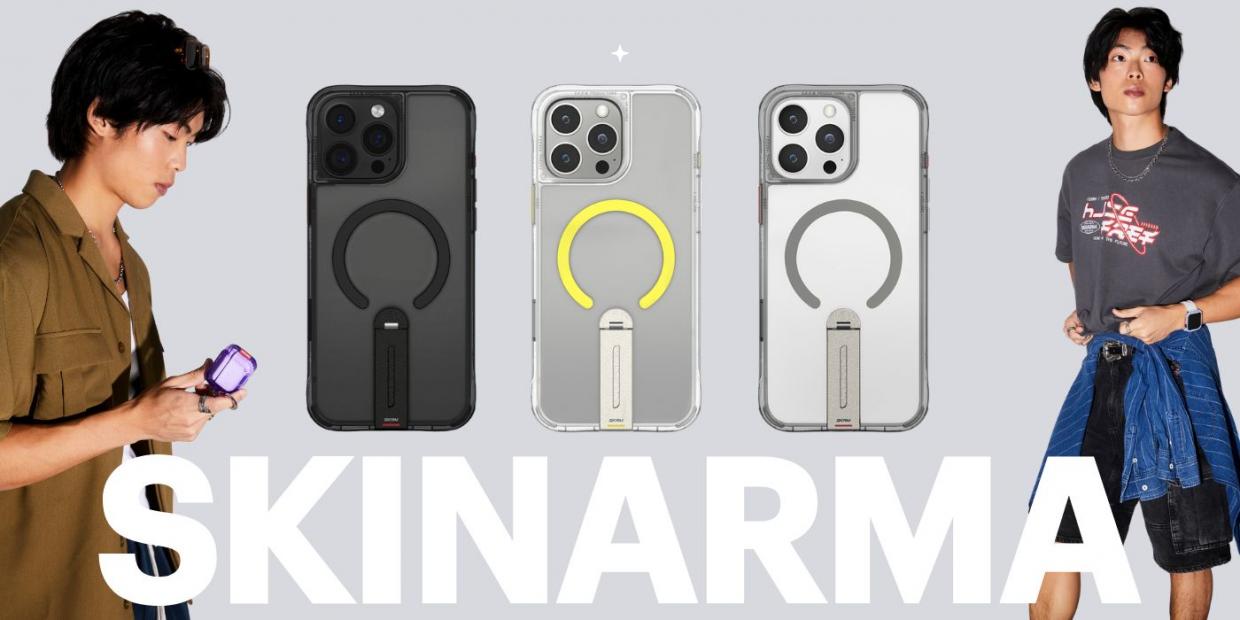 Carcasa Skinarma Helix cu MagSafe si 360 Rotating Stand, compatibila cu iPhone 16 Pro Max, Negru 1 Lerato.ro