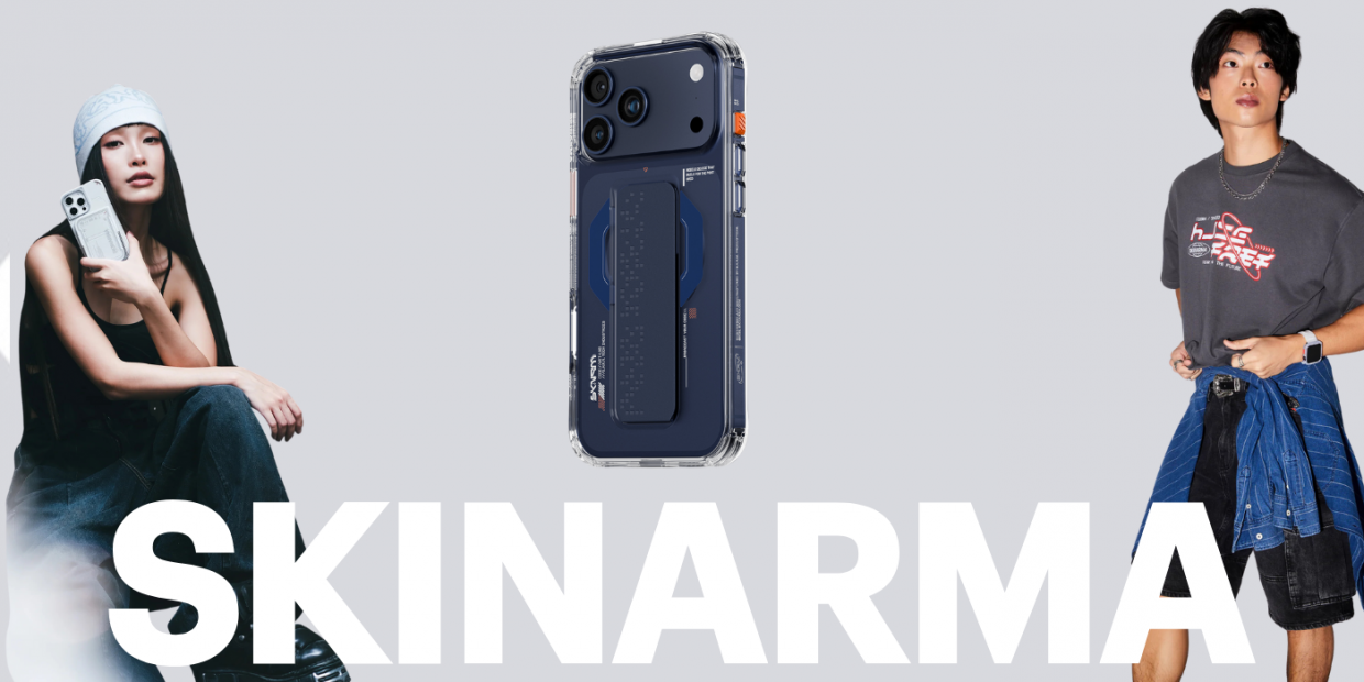 Carcasa Skinarma Haxa cu Grip Stand compatibila cu iPhone 17 Pro Max, Albastru 1 Lerato.ro