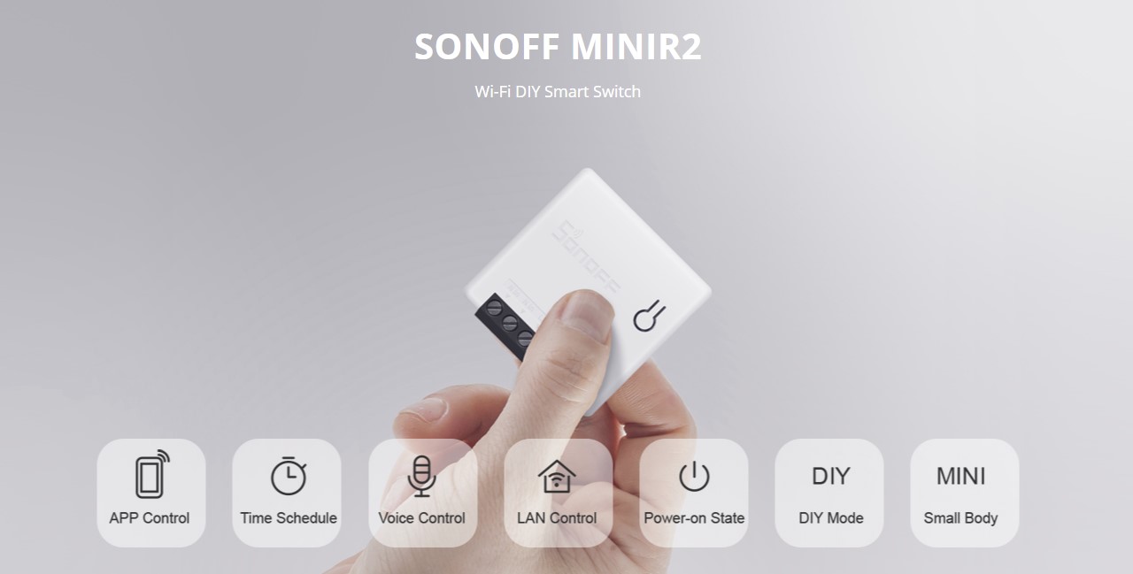 Intrerupator Smart Sonoff MINI R2, Control vocal si prin aplicatie, WiFi, Alb 1 Lerato.ro