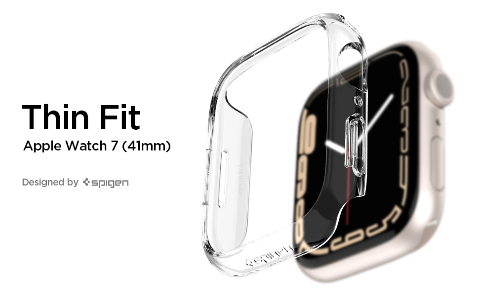 Carcasa Spigen Thin Fit compatibila cu Apple Watch 7/8 41mm Crystal Clear 1 Lerato.ro