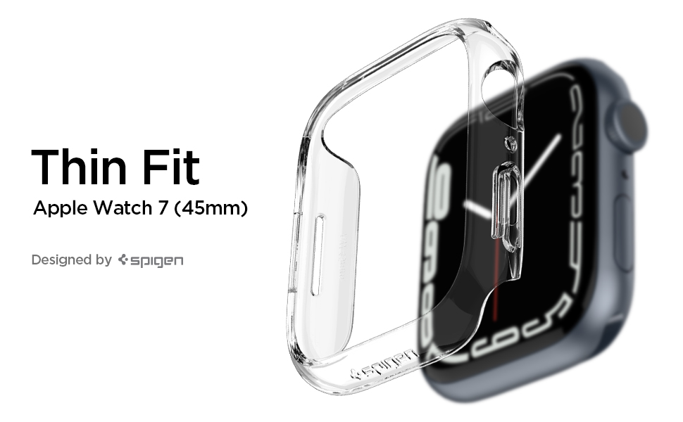 Carcasa Spigen Thin Fit compatibila cu Apple Watch 7/8 45mm Crystal Clear 1 Lerato.ro