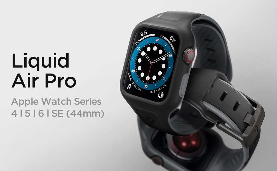 Carcasa Spigen Liquid Air Pro compatibila cu Apple Watch 4/5/6/SE (44 mm) Black 1 Lerato.ro