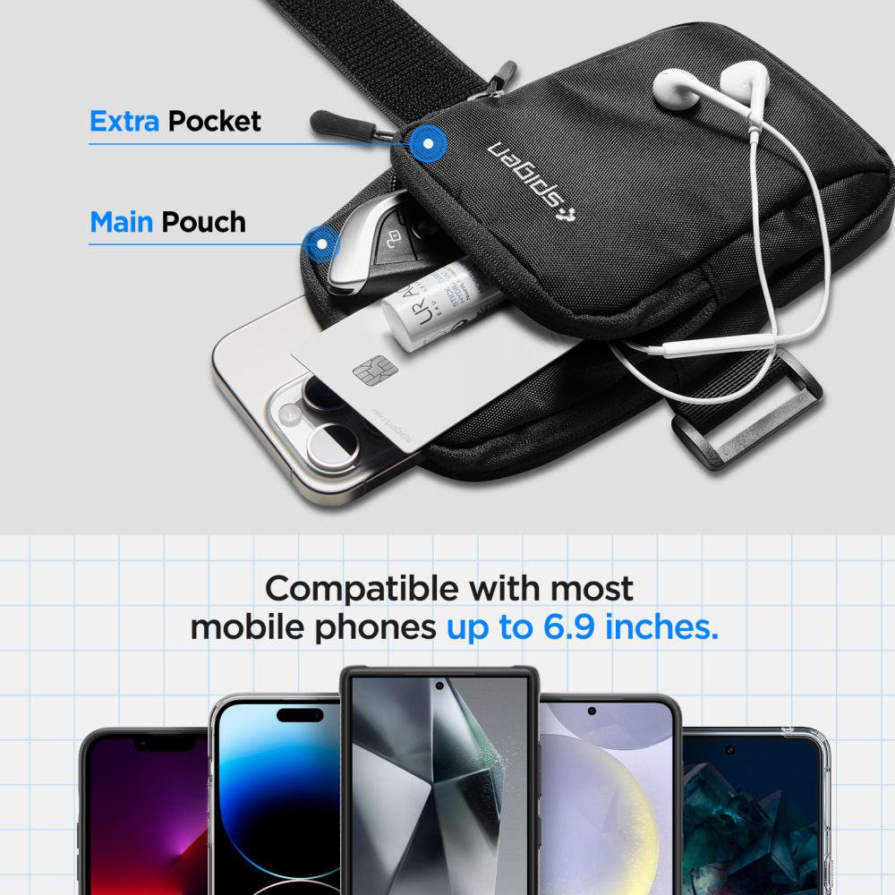 Husa arm band universala antebrat Spigen A702 Dynamic Shield, Compatibila cu telefoane de maxim 6.9 inch, Negru 1 Lerato.ro