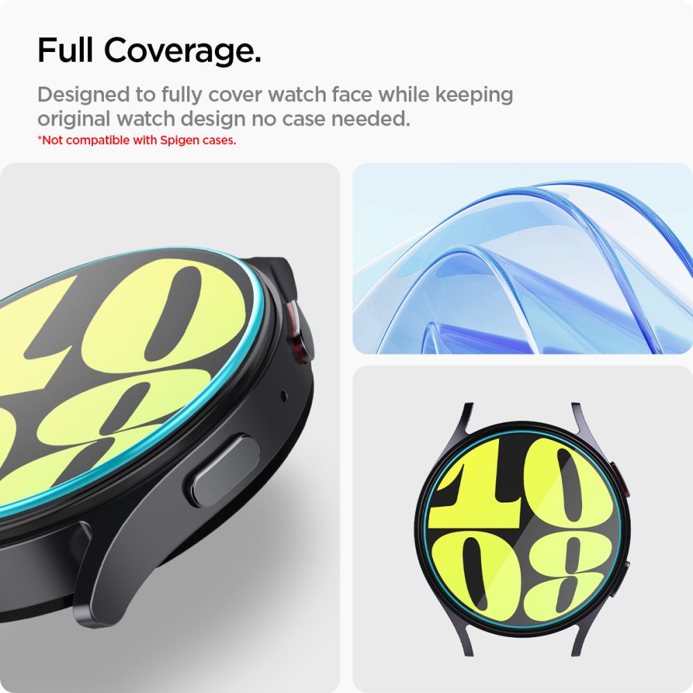Set 2 folii sticla transparente cu sistem de montare Spigen GLAStR EZ FIT compatibil cu Samsung Galaxy Watch 7 44mm 1 Lerato.ro