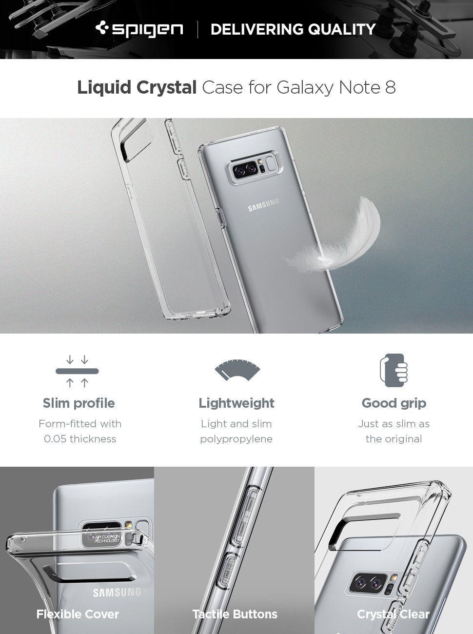 Carcasa Spigen Liquid Crystal compatibila cu Samsung Galaxy Note 8 1 Lerato.ro