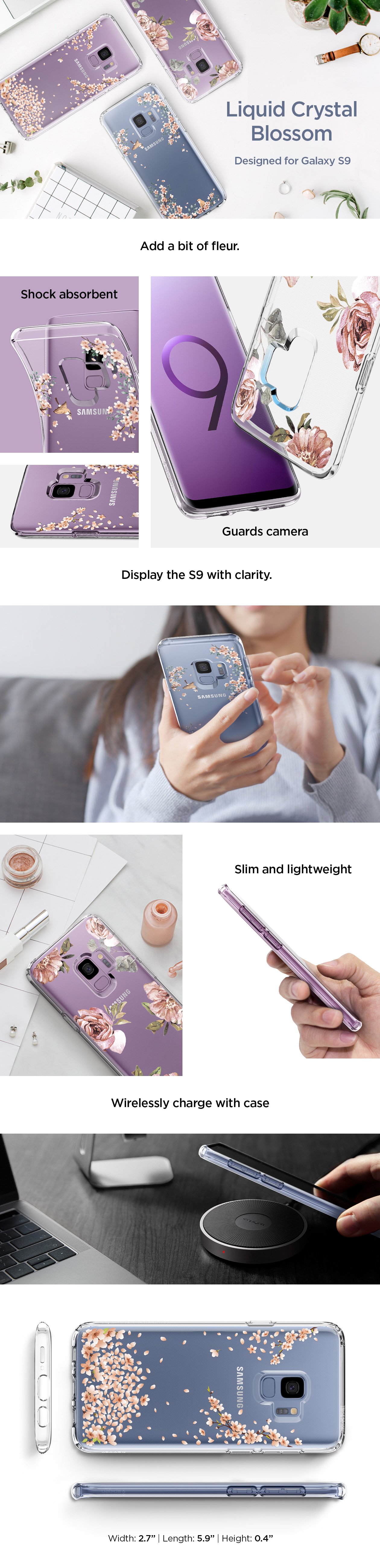 Carcasa fashion Spigen Liquid Crystal Blossom Samsung Galaxy S9 Nature 1 Lerato.ro
