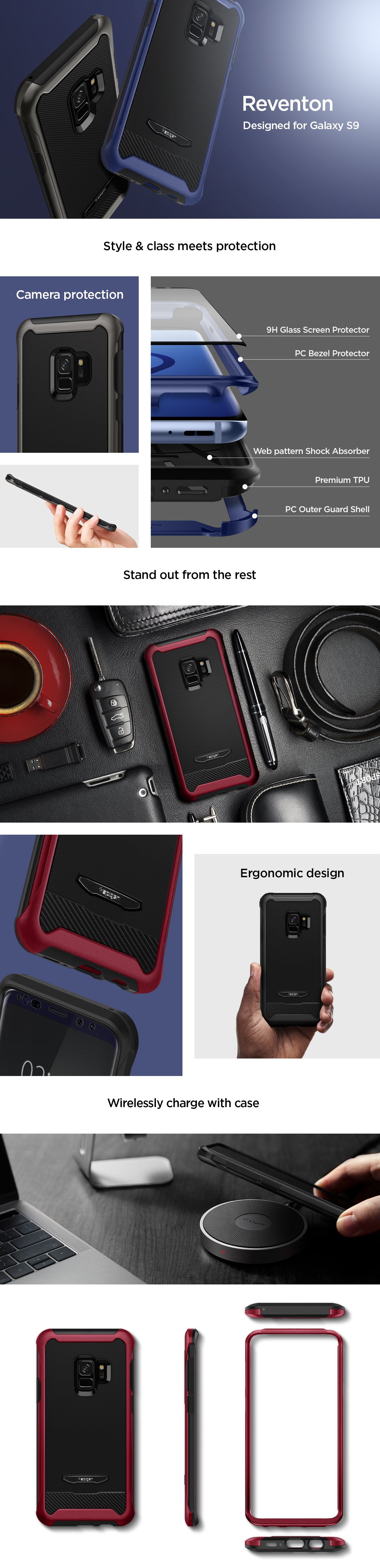 Carcasa Spigen Reventon Samsung Galaxy S9 Metallic Red cu folie de protectie 1 Lerato.ro