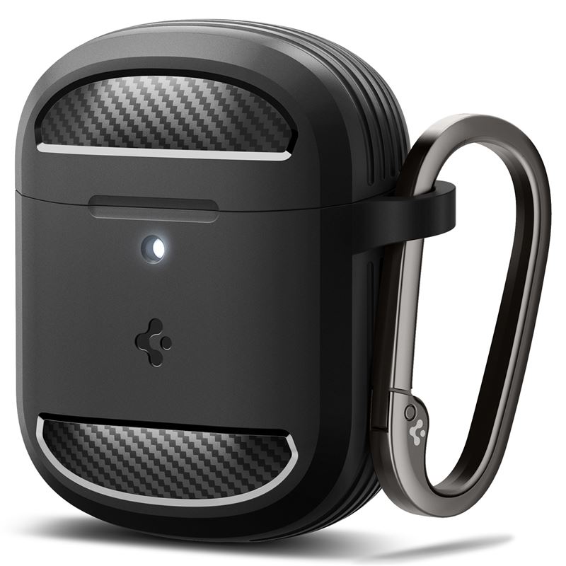 Carcasa cu carabina Spigen Rugged Armor compatibila cu Google Pixel Buds Pro/ Pro 2, Permite incarcarea Wireless, Negru