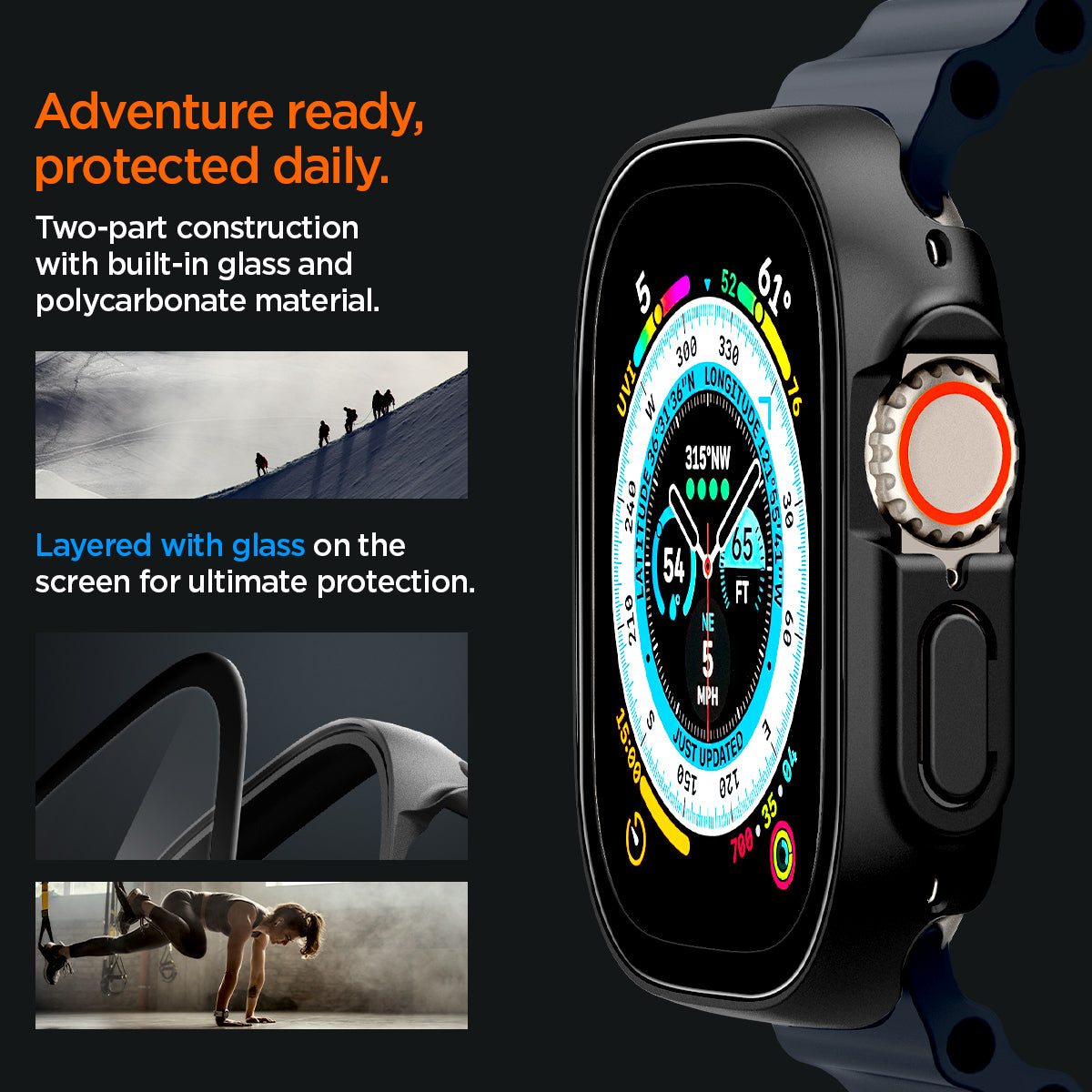 Carcasa cu protectie ecran din sticla securizata Spigen Thin Fit 360 compatibila cu Samsung Galaxy Watch 9 / 8 44mm, Negru 1 Lerato.ro