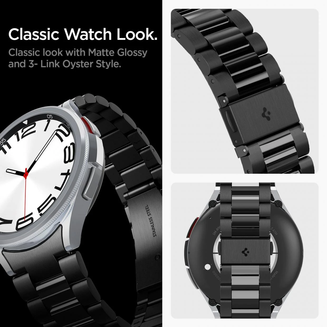Curea din otel Spigen Modern Fit 316L compatibila cu Samsung Galaxy Watch Ultra 1/2 47mm, Negru 1 Lerato.ro