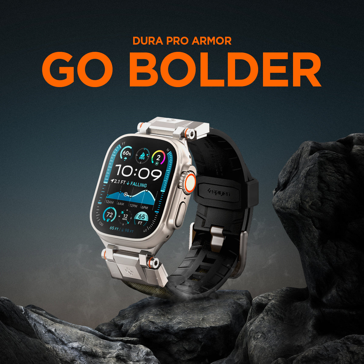 Curea din nylon Spigen DuraPro Armor compatibila cu Samsung Galaxy Watch Ultra 1/2 47mm, Negru 1 Lerato.ro