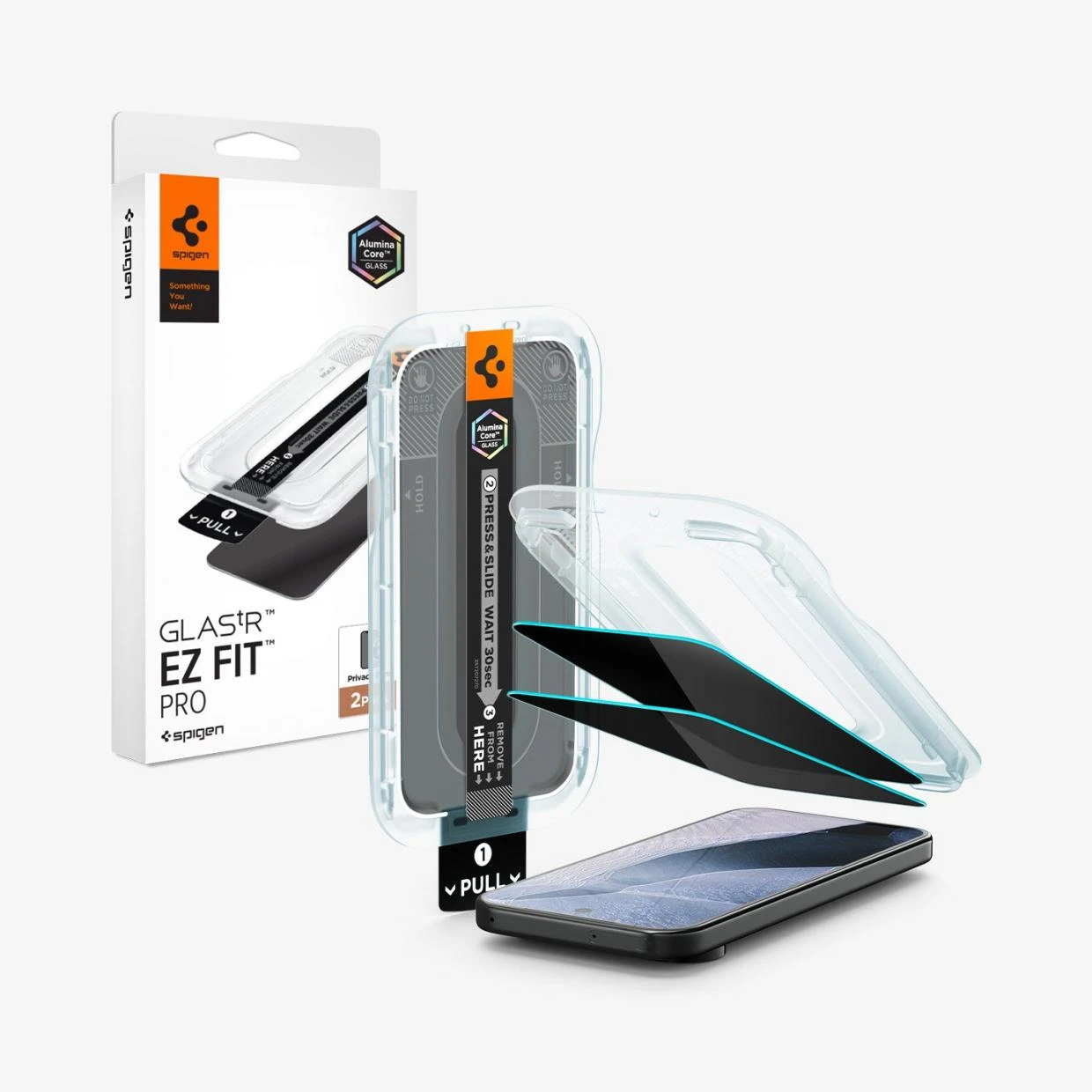 Set 2 folii sticla securizata Spigen GLAS.tR EZ Fit Privacy compatibila cu Google Pixel 11 Pro, Negru 1 Lerato.ro