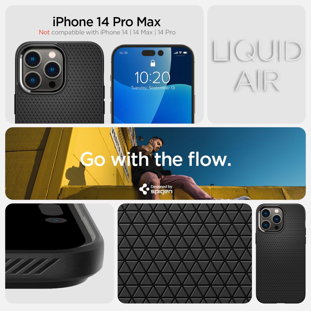 Carcasa Spigen Liquid Air compatibila cu iPhone 14 Pro Max Matte Black 1 Lerato.ro