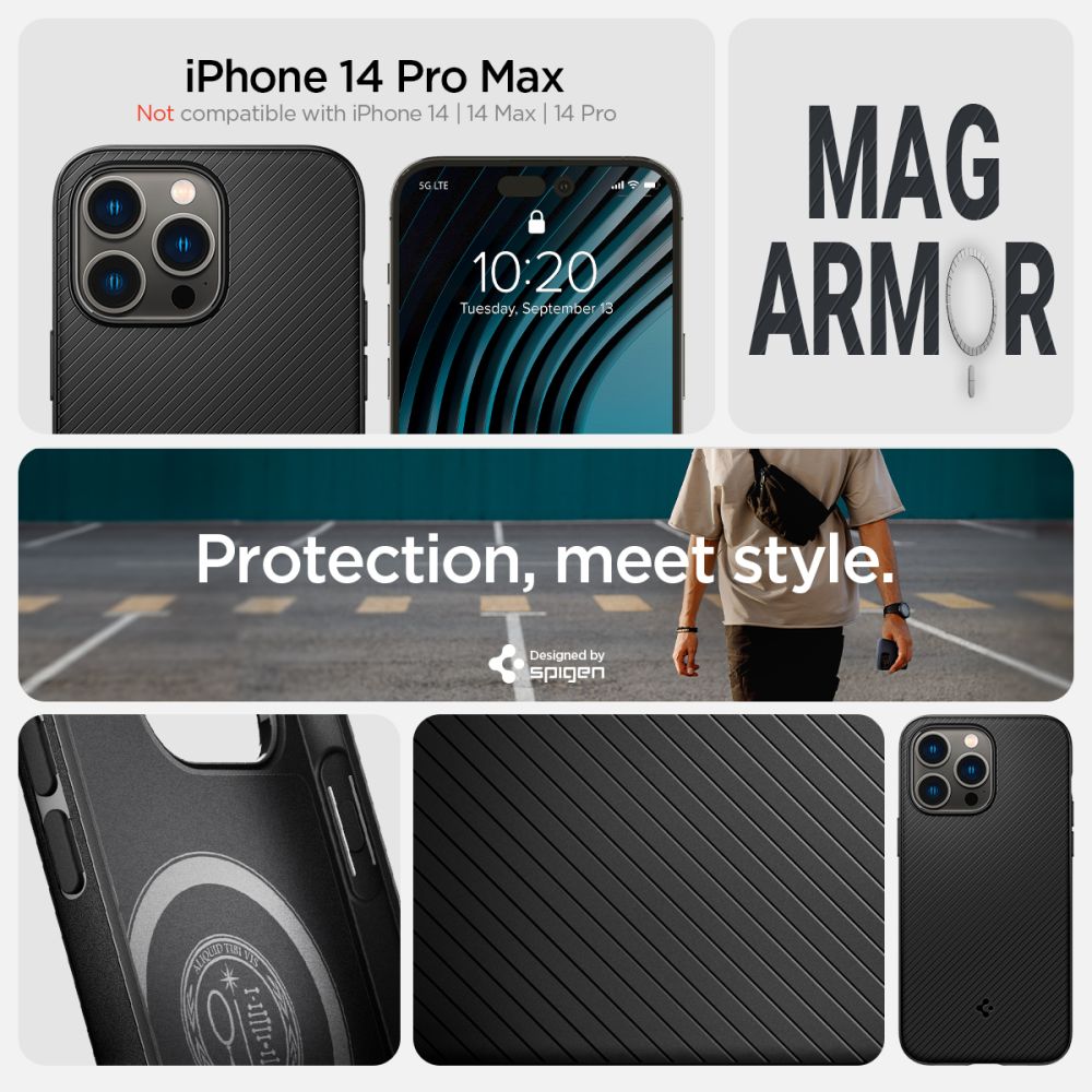 Carcasa Spigen Mag Armor compatibila cu iPhone 14 Pro Max Matte Black 1 Lerato.ro