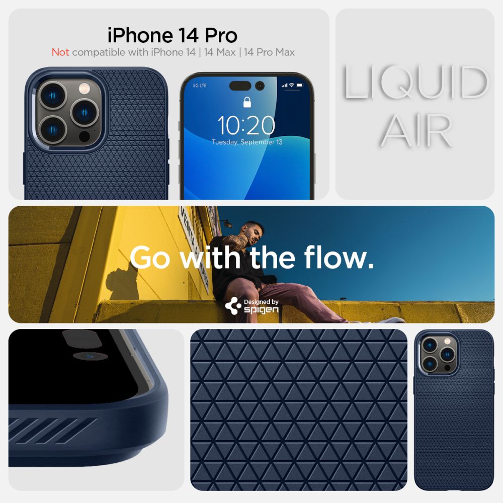 Carcasa Spigen Liquid Air compatibila cu iPhone 14 Pro Navy Blue 1 Lerato.ro