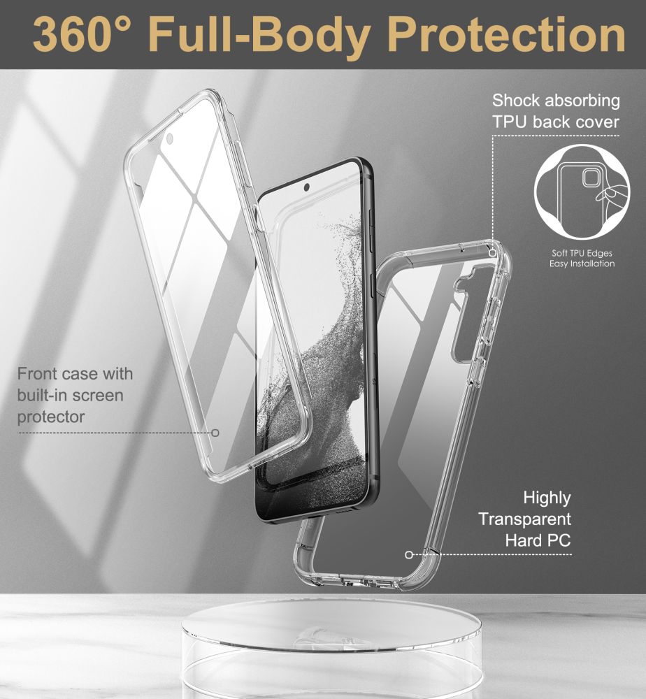 Carcasa 360 grade TECH-PROTECT Kevlar compatibila cu Samsung Galaxy S23 Plus, Protectie display, Clear 1 Lerato.ro