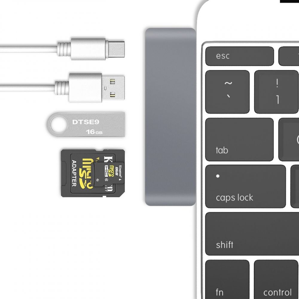 Adaptor HUB aluminiu 5-in-1 Tech-Protect USB Type-C - 1x USB Type-C, 2x USB 3.0, SD/Micro Card Reader 1 Lerato.ro