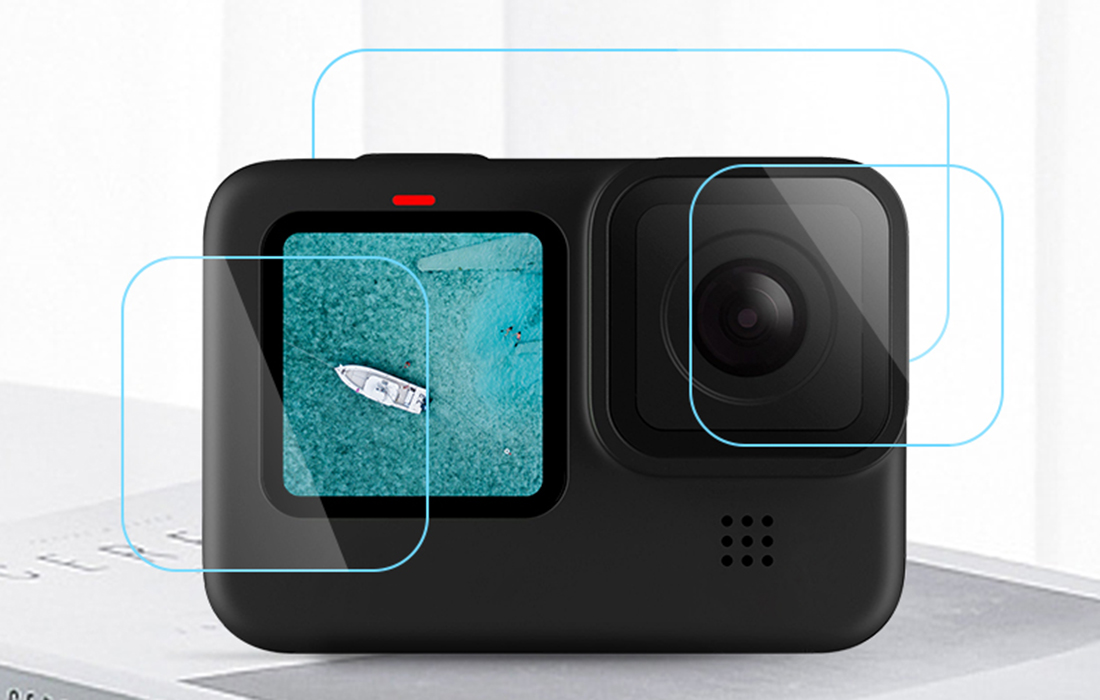 Folie protectie lentila si display Telesin pentru camera video sport GoPro Hero9/10/11 Black, Sticla temperata, Transparent 1 Lerato.ro