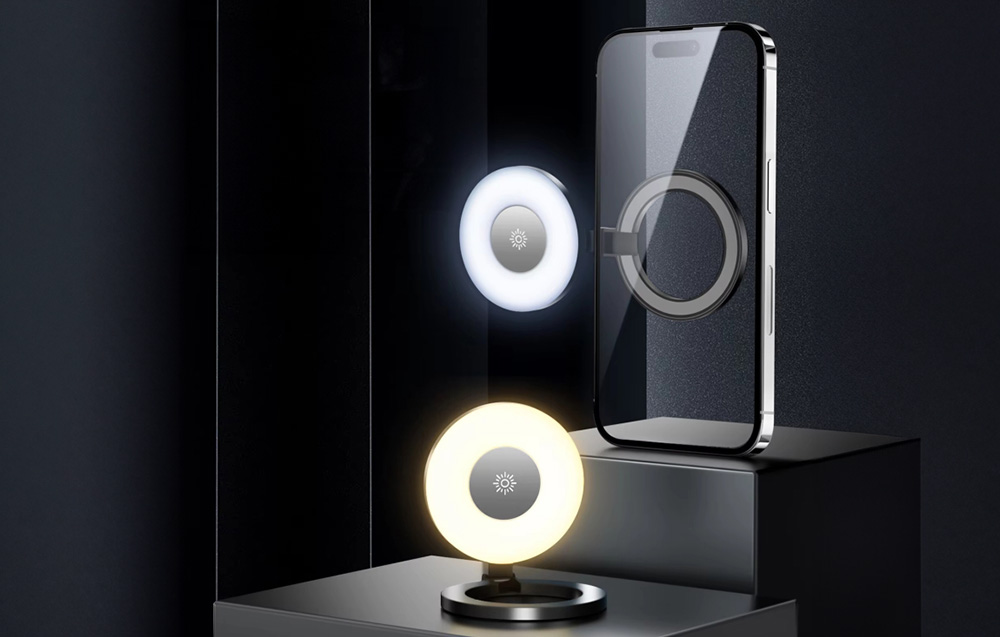 Lumina selfie magnetica TELESIN, Iluminare LED, 300mAh, Negru 1 Lerato.ro