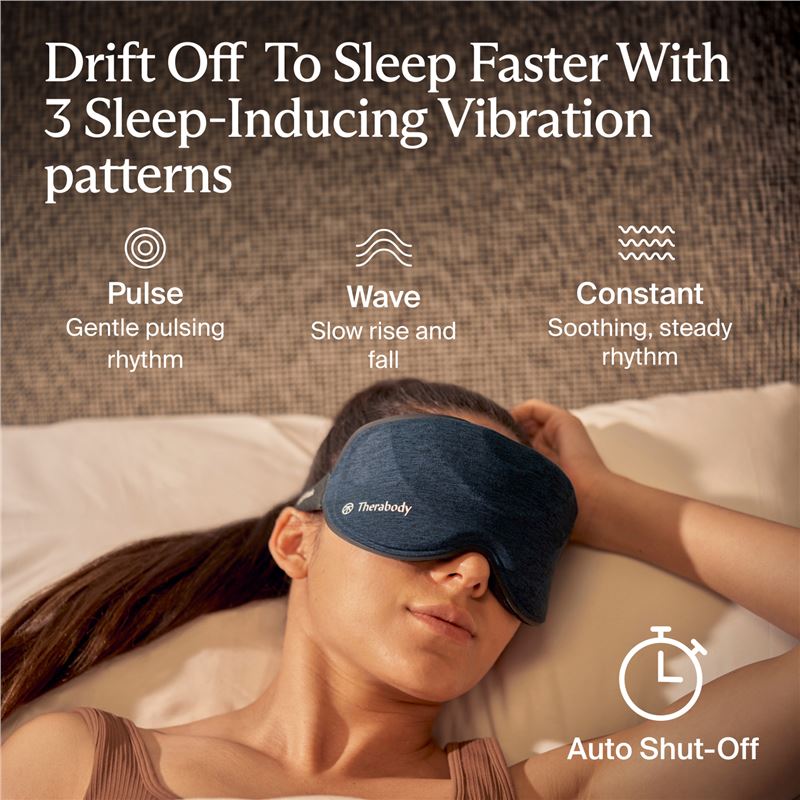 Masca de dormit Therabody SleepMask, 3 moduri vibratii, Cablu de incarcare USB-C inclus, Albastru 1 Lerato.ro