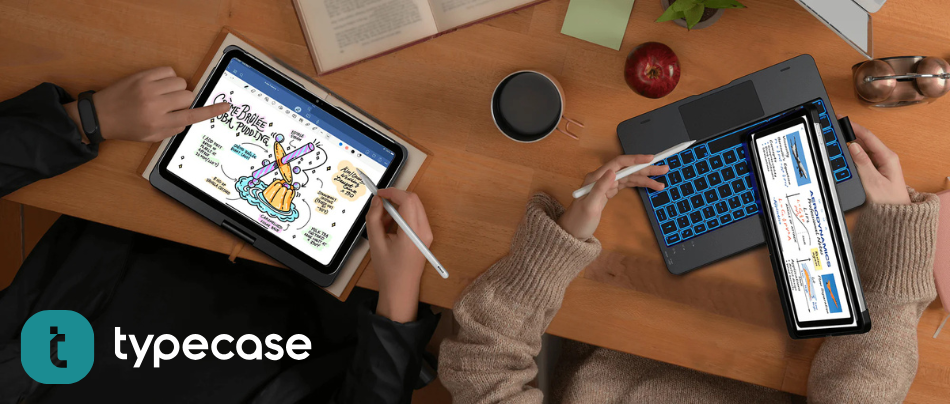 Husa cu tastatura Typecase Flexbook Touch compatibila cu iPad 10.9 inch 2022 / iPad 11 inch 2025, Roz 1 Lerato.ro