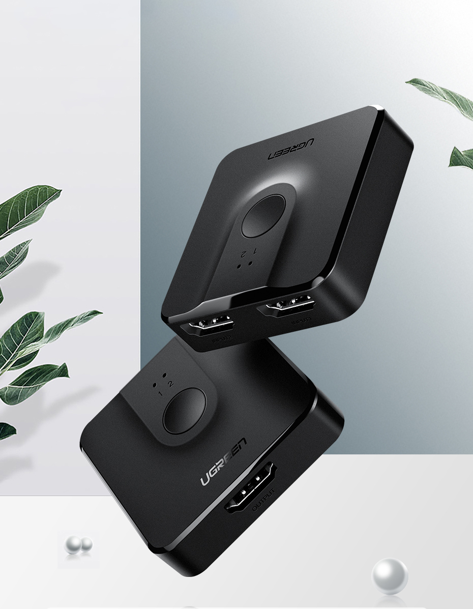 Switch video UGREEN CM217 2x1 HDMI, 4K, 30Hz, 10Gbps, LED, Negru 1 Lerato.ro