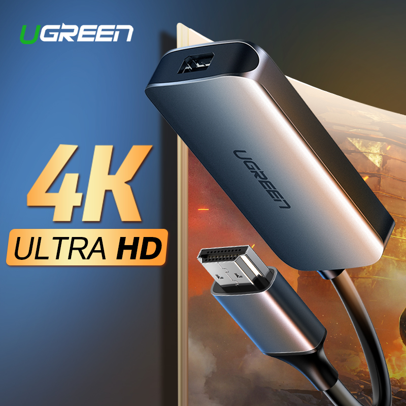 Adaptor video UGREEN CM239 HDMI tata - DisplayPort mama, 4K, 30Hz, 5V, 10cm, Silver 1 Lerato.ro