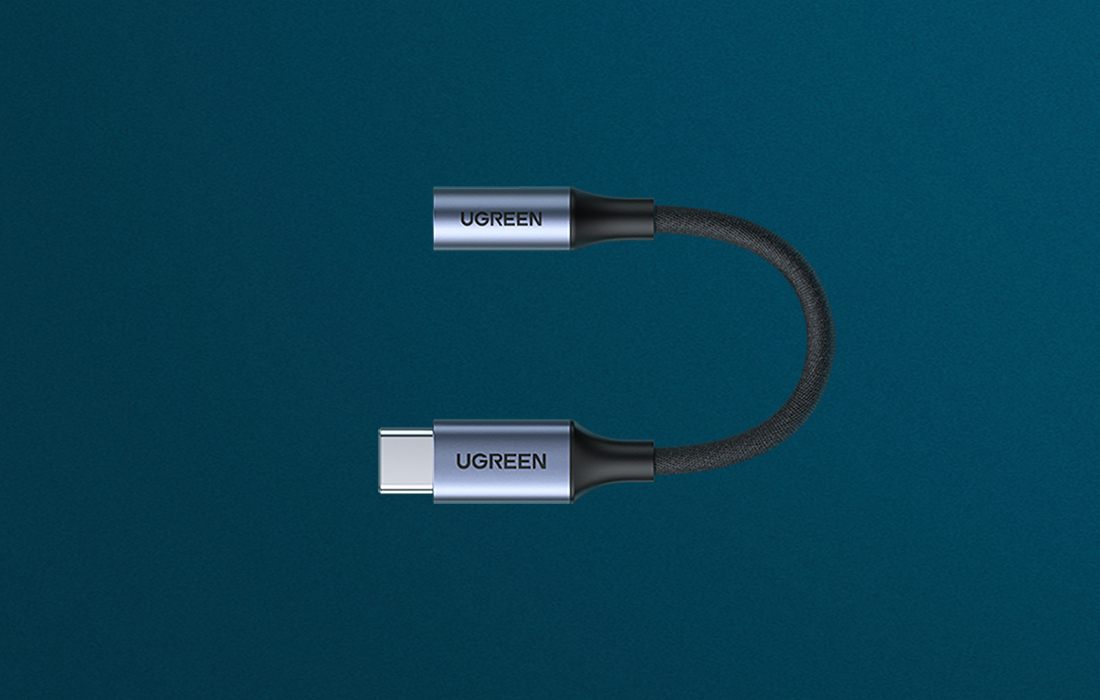 Cablu audio UGREEN AV161, tata USB-C la mama mini jack 3.5 mm, 10cm, Negru/Gri 1 Lerato.ro