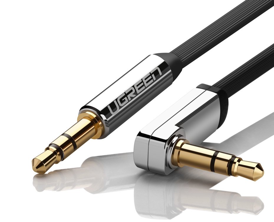 Cablu audio UGREEN Flat Elbow, mini jack 3.5 mm AUX, 5m, Negru/Argintiu 1 Lerato.ro