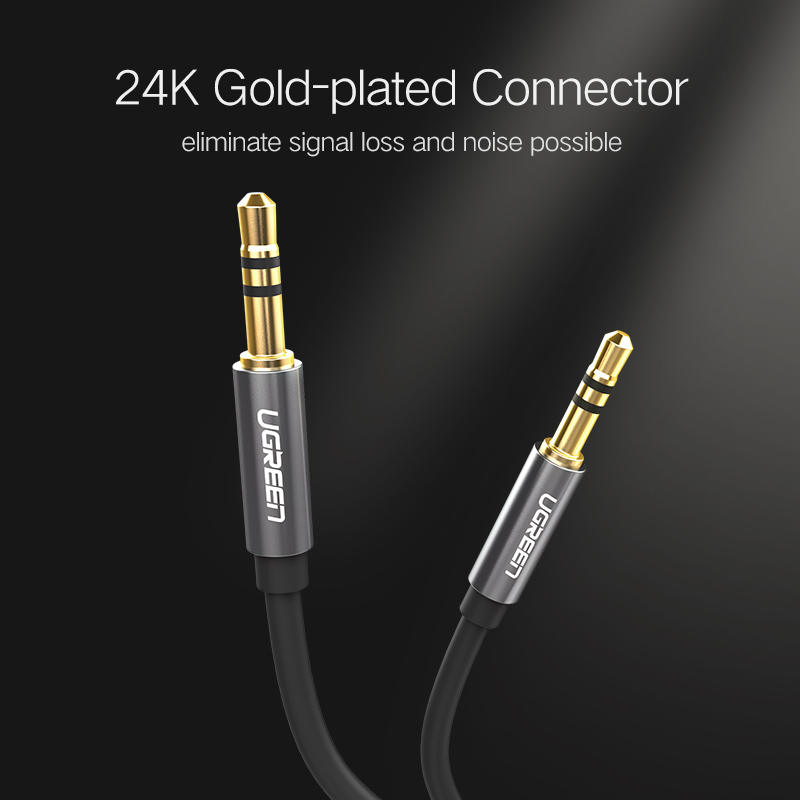 Cablu audio UGREEN, mini jack 3.5 mm AUX, 1m, Negru/Argintiu 1 Lerato.ro