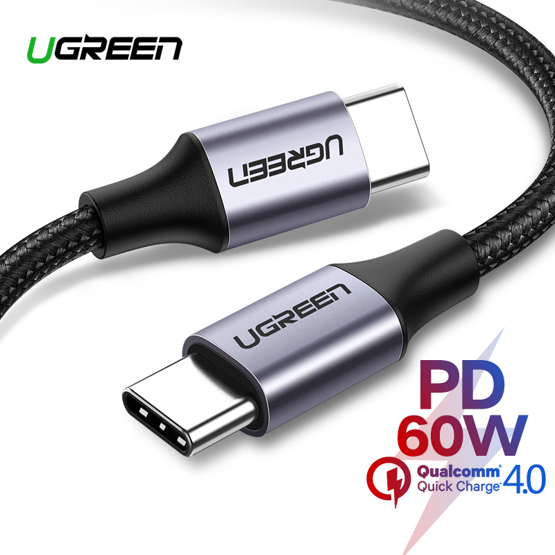 Cablu pentru incarcare si transfer de date UGREEN US261, 2x USB Type-C, Quick Charge 4.0, 60W, 3A, 1m, Negru 1 Lerato.ro