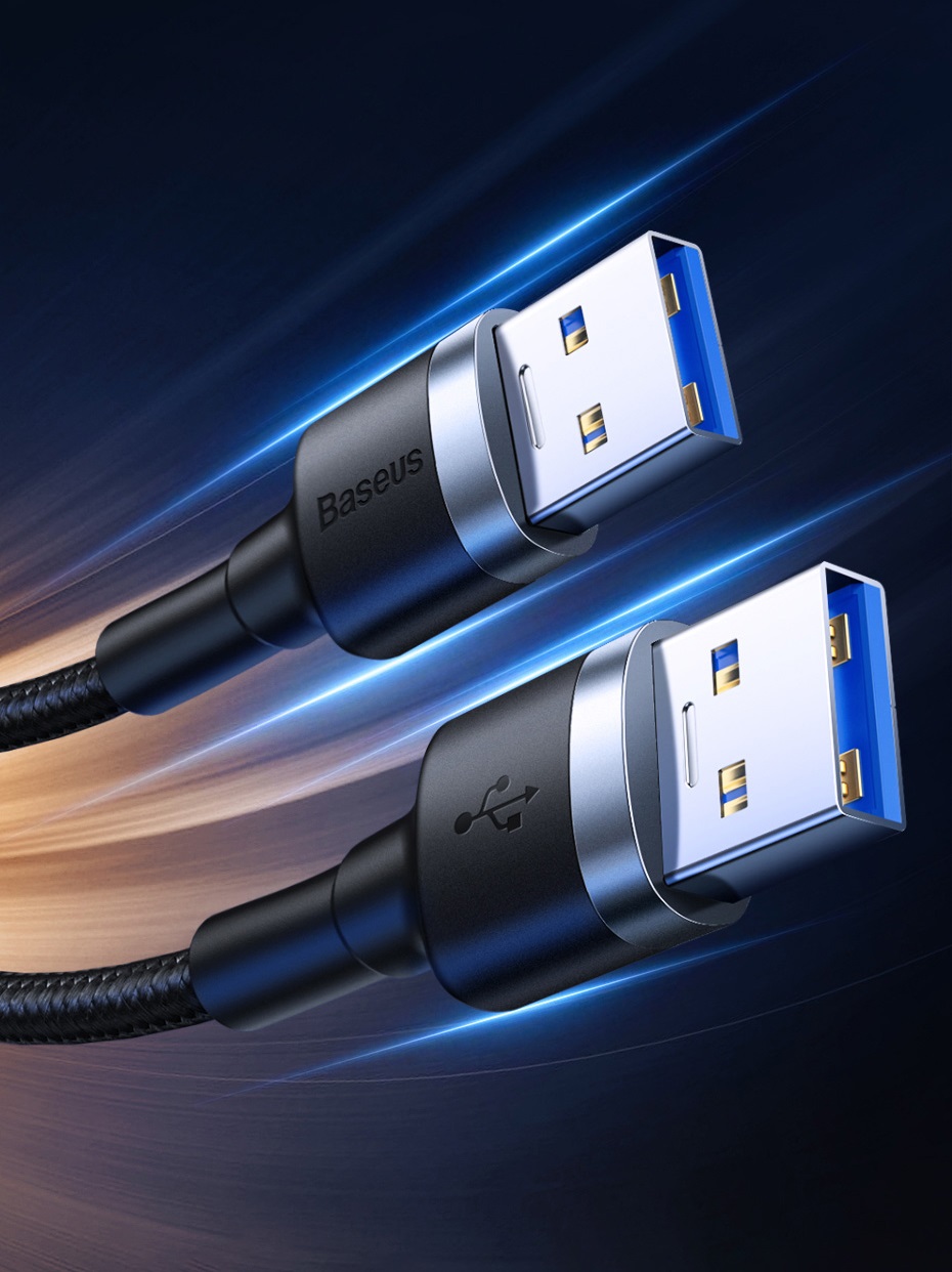 Cablu pentru incarcare si transfer de date Baseus Cafule, 2x USB 3.0, 2A, 5 Gbs, 1m, Negru/Gri 1 Lerato.ro