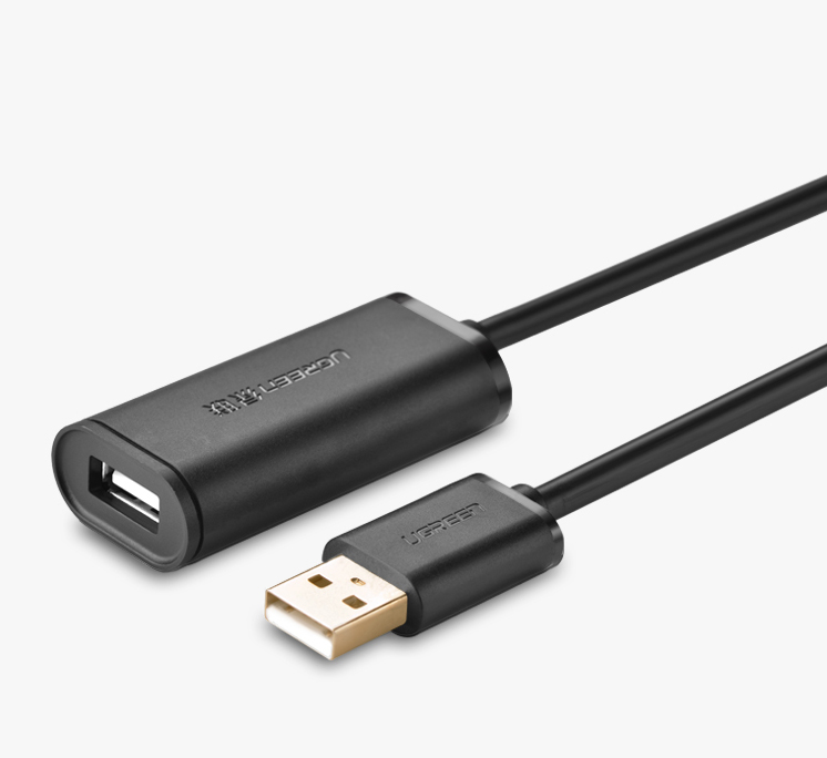 Cablu pentru transfer de date UGREEN US121, USB tata - USB mama, activ, 25m, Negru 1 Lerato.ro