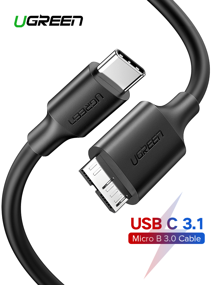 Cablu pentru incarcare si transfer de date Hard Disk UGREEN US312, Micro-USB B/USB Type-C, 3A, 5Gbs, 1m, Negru 1 Lerato.ro