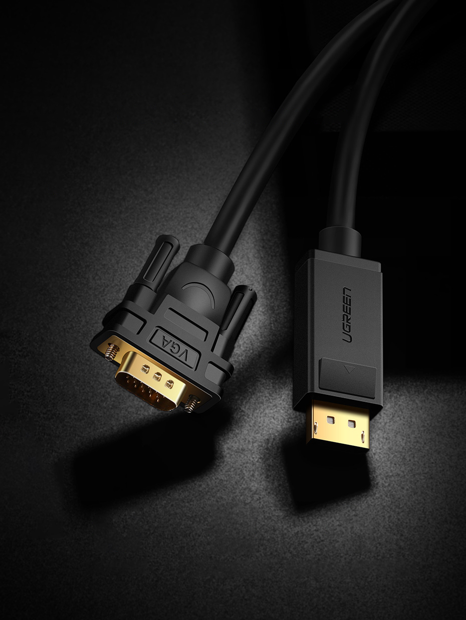 Cablu video UGREEN DP105 DisplayPort tata - VGA tata, FullHD, 60Hz, 2 moduri, 1.5m, Negru 1 Lerato.ro