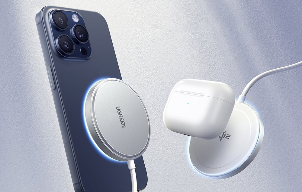 Incarcator wireless  Ugreen W703 cu MagSafe, 15W, 3A, Cablu USB-C 1.5m, Alb 1 Lerato.ro