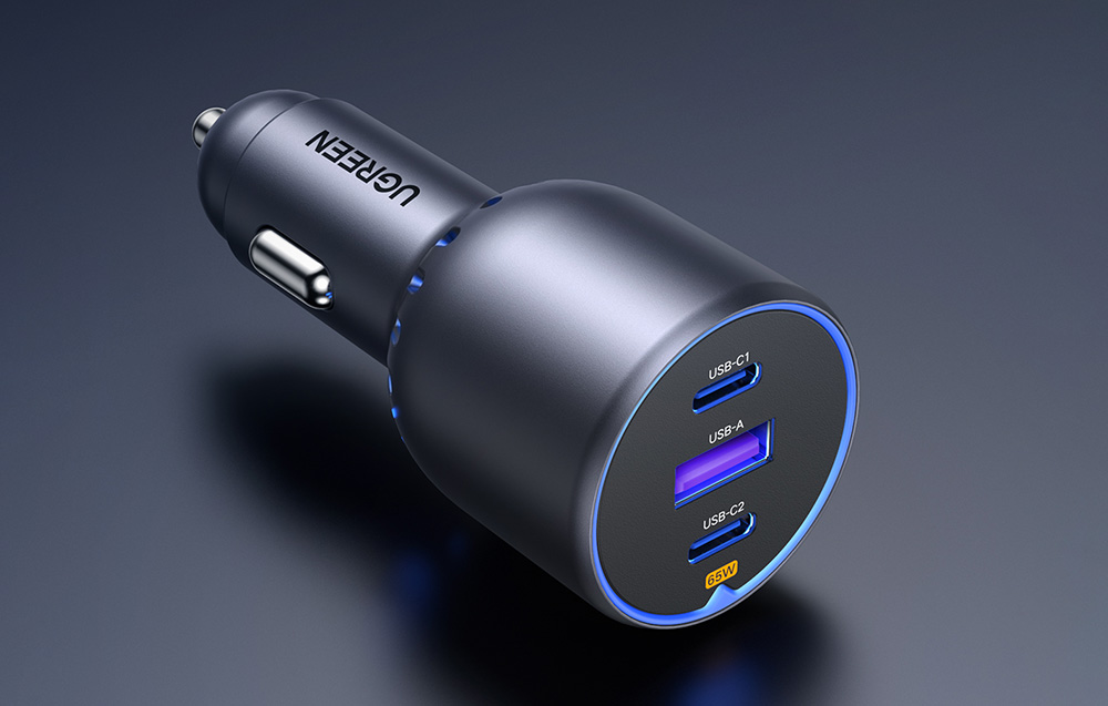 Incarcator auto Ugreen EC703, 2x USB-C, 1x USB-A, 75W, Negru 1 Lerato.ro