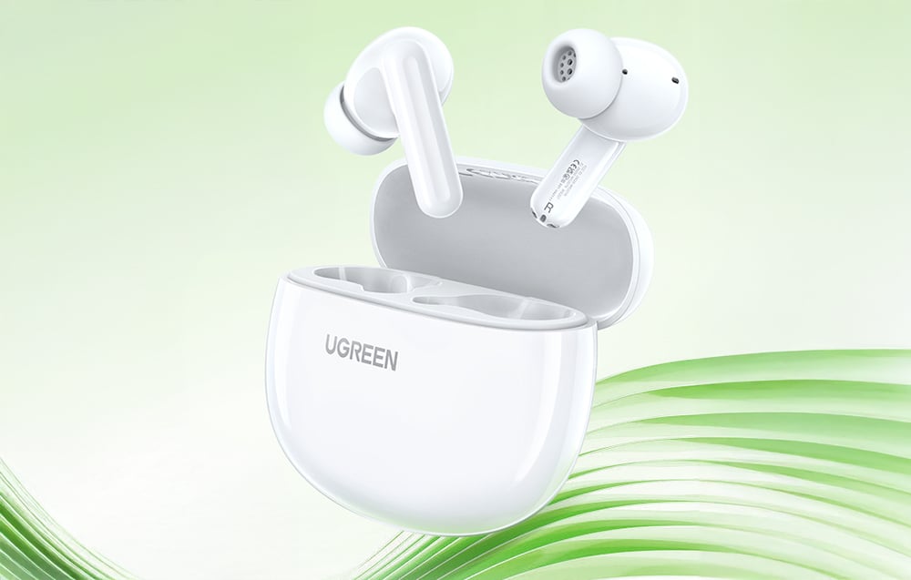 Casti wireless UGREEN TWS HiTune T3C, Bluetooth 5.4, Autonomie 5.5h, IPX5, USB-C, Alb 1 Lerato.ro