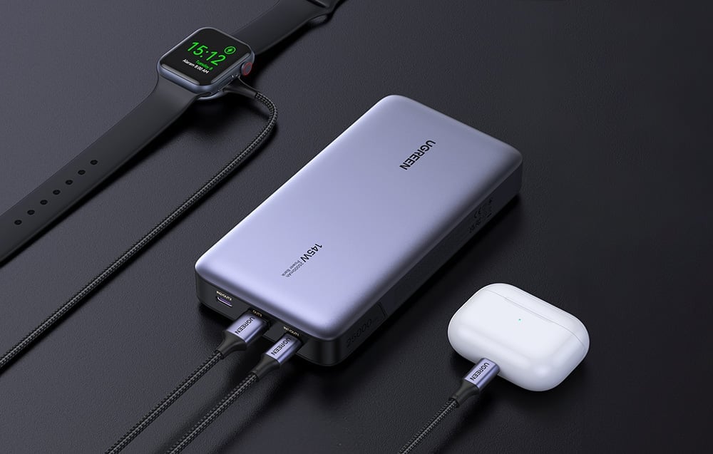 Baterie externa portabila UGREEN PB205, 25000 mAh, 145W, 2x USB-C, 1x USB-A, Gri 1 Lerato.ro