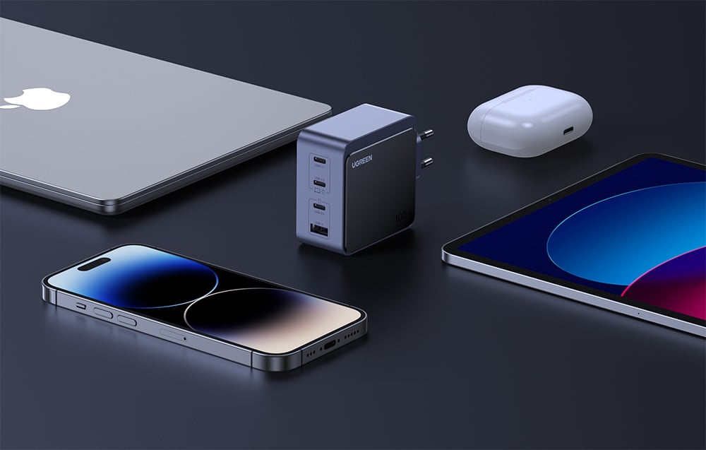 Incarcator retea Ugreen Nexode Air, 100W, 3x USB-C, 1x USB-A, Fast Charging, Gri 1 Lerato.ro